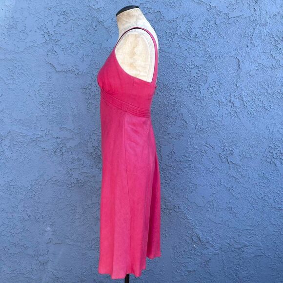 Ann Taylor Linen Dress Size 2 Pink Y2k Midi - Picture 2 of 8